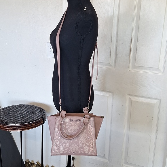 Wrangler Handbags - Wrangler Pink Paisley Satchel Handbag Crossbody Bag